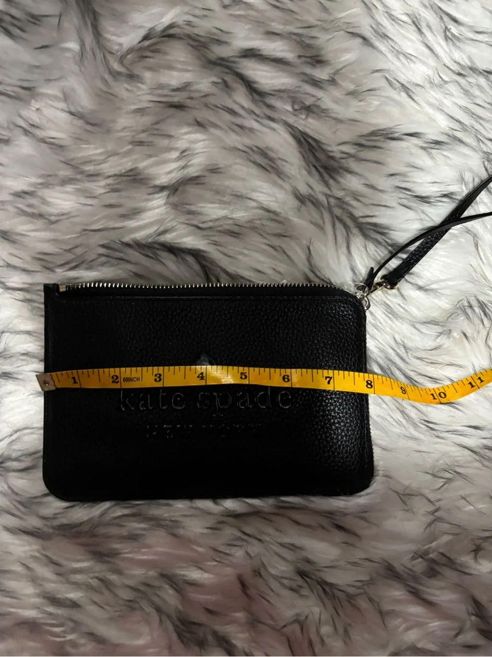 kate spade black pebbled leather wristlet pouch